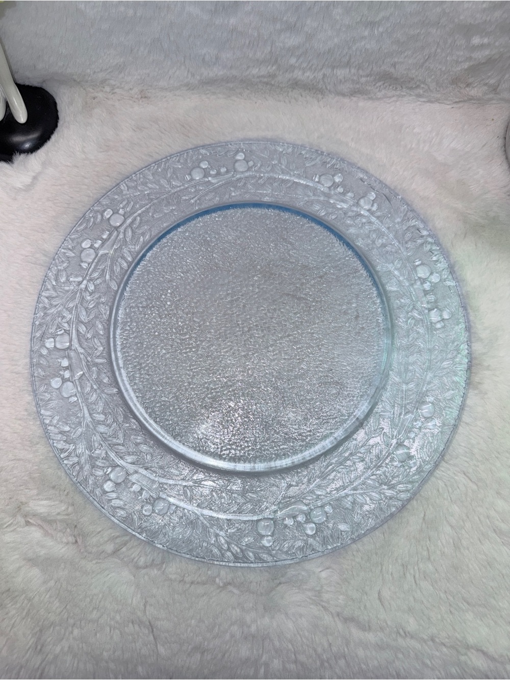 Light Blue Glass Cake Decorative Plate w/ Leaf Border Baby Boy Gender Reveal  💝 - Picture 3 of 3
